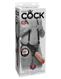 King Cock 11" Two Cocks One Hole Hollow Strap-On Dildo Suspender System