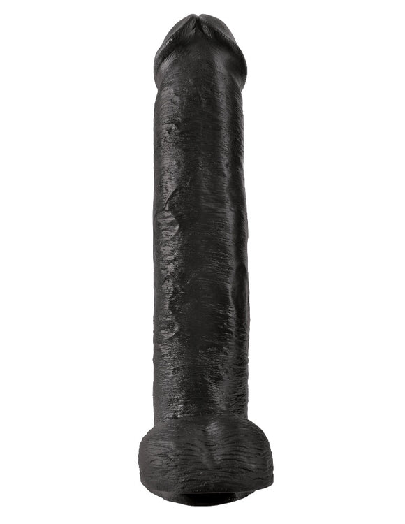 King Cock 15 Inch Black Dildo Huge Thick Realistic Penis Vein Balls Suction Cup