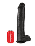 King Cock 15 Inch Black Dildo Huge Thick Realistic Penis Vein Balls Suction Cup