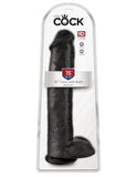 King Cock 15 Inch Black Dildo Huge Thick Realistic Penis Vein Balls Suction Cup