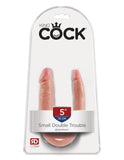 Pipedream King Cock Double Trouble Small Dual Ended Realistic Light Skin Penis Dildo Tapered Shaft Sex Toy