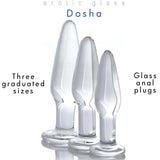 Prisms Dosha 3 Piece Clear Glass Butt Plug Set Anal Training Kit Erotic Temperature Play Beginners Sex Toy