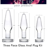 Prisms Dosha 3 Piece Clear Glass Butt Plug Set Anal Training Kit Erotic Temperature Play Beginners Sex Toy