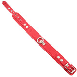 Rouge Red Leather Metal O-Ring Collar Cute Submissive Bondage Goth Slave BDSM