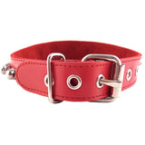 Rouge Red Leather Metal Nut Stud Collar Cute Submissive Bondage Goth Slave BDSM