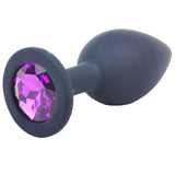 Black Silicone Small Size Purple Gem Jewel Butt Plug Beginners Anal Starter Toy