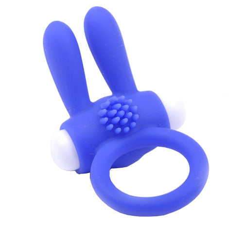 Rabbit Ears Vibrating Blue Cock Ring Clit Bunny Bullet Couples Sex Toy