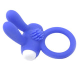 Rabbit Ears Vibrating Blue Cock Ring Clit Bunny Bullet Couples Sex Toy