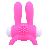 Rabbit Ears Vibrating Pink Cock Ring Clit Bunny Bullet Couples Sex Toy