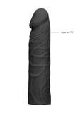 RealRock Black Penis Sleeve Realistic 7" Extension Cock Sheath Add Length Girth