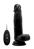 RealRock 8" Vibrating Realistic Black Cock Remote Control Penis Vibrator Dildo