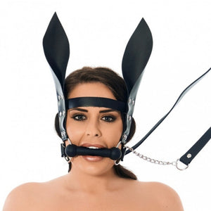 Rimba Leather Horse Bit Mouth Gag Reins Ears Bondage Gear BDSM Fetish Play