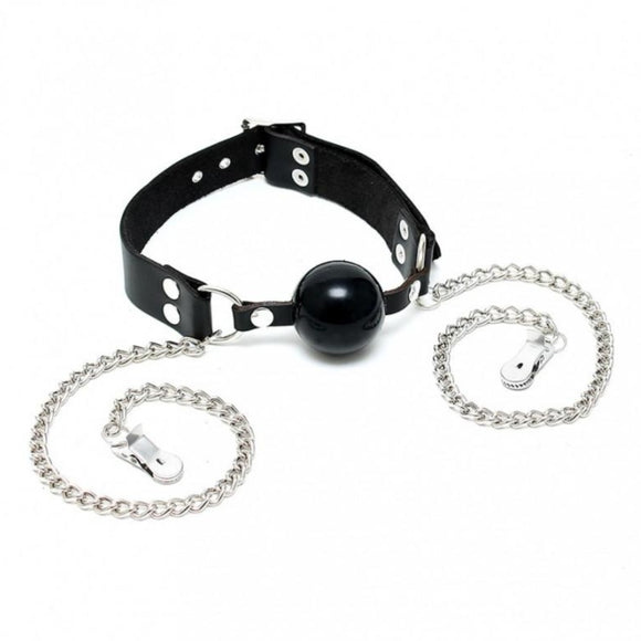 Rimba Silicone Ball Mouth Gag Nipple Clamps Chain BDSM Bondage Gear