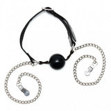 Rimba Silicone Ball Mouth Gag Nipple Clamps Chain BDSM Bondage Gear