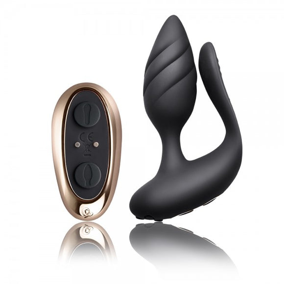 Rocks Off Cocktail Couples Anal Vibrator Black Remote Control Butt Plug Sex Toy