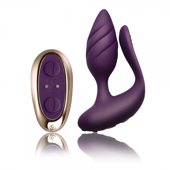 Rocks Off Cocktail Couples Anal Vibrator Purple Remote Control Butt Plug Sex Toy