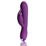 Rocks Off Flutter Rabbit Purple Velvet Silicone Rampant Bunny Vibrator USB Sex Toy