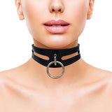 Rouge Black Leather Fashion O-Ring Bondage Collar Goth Slave Fetish