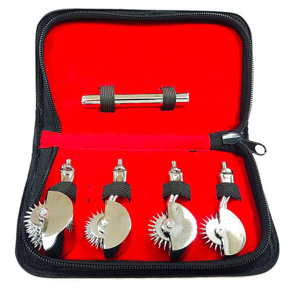 Rouge 4 Pin Wheel Set Stainless Steel Wartenberg Pain Stimulation Fetish Kit