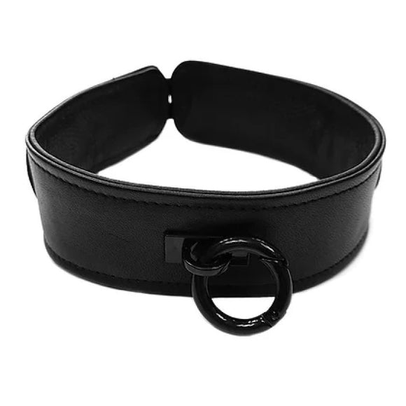 Rouge Garments Black Leather Collar O-Ring Submissive Bondage Goth Slave BDSM