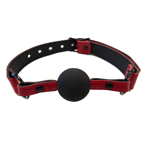 Rouge Garments Burgundy Anaconda Leather Snake Print Ball Gag BDSM Bondage Play