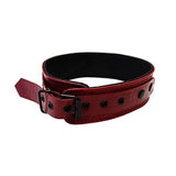 Rouge Burgundy Leather Anaconda Collar Snake Print O-Ring Goth Neck Restraint
