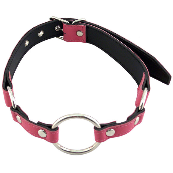 Rouge Pink Leather O-Ring Mouth Gag Cute Bondage Play BDSM Fetish Gear