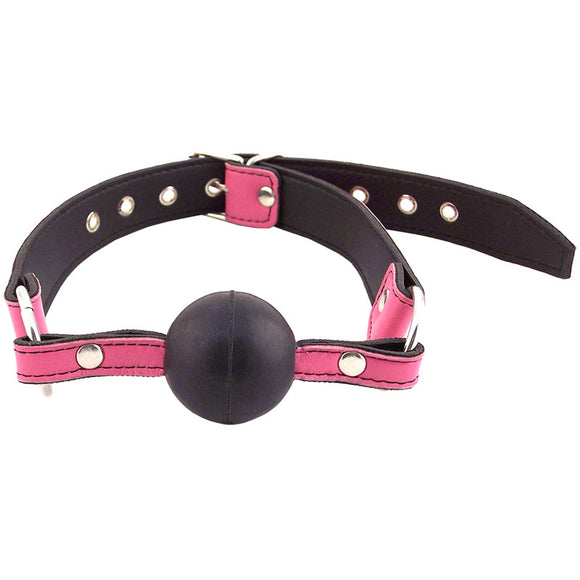 Rouge Pink Leather Rubber Ball Mouth Gag Cute Bondage Play BDSM Dribble Fetish