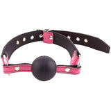Rouge Pink Leather Rubber Ball Mouth Gag Cute Bondage Play BDSM Dribble Fetish