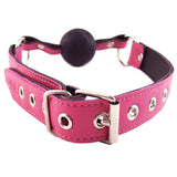 Rouge Pink Leather Rubber Ball Mouth Gag Cute Bondage Play BDSM Dribble Fetish