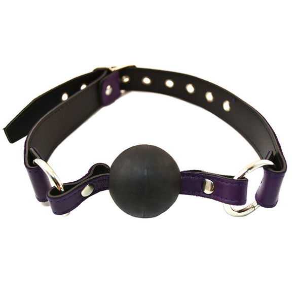 Rouge Purple Leather Rubber Ball Mouth Gag Goth Bondage Play BDSM Dribble Fetish