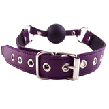 Rouge Purple Leather Rubber Ball Mouth Gag Goth Bondage Play BDSM Dribble Fetish
