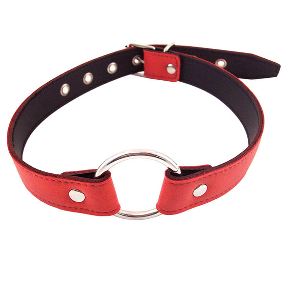 Rouge Red Leather O-Ring Mouth Gag Cute Bondage Play BDSM Dribble Fetish Gear