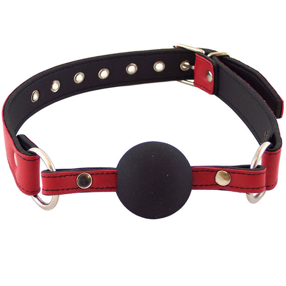 Rouge Red Leather Rubber Ball Mouth Gag Goth Bondage Play BDSM Dribble Fetish