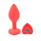 Red Silicone Small Size Heart Gem Jewel Butt Plug Beginners Anal Starter Toy