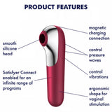 Satisfyer Dual Love Air Pulse Vibrator Red Clitoral Massager App Control Stimulator Sex Toy