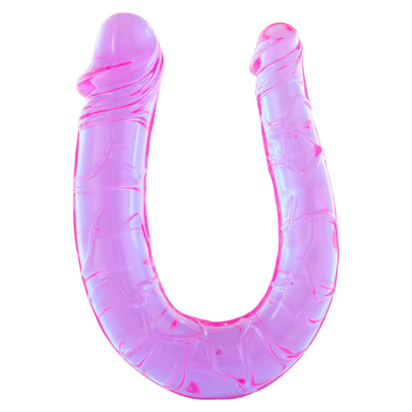 Seven Creations Mini Double Ended Dong Clear Purple Jelly Twin Penis Head Tapered Dildo Sex Toy