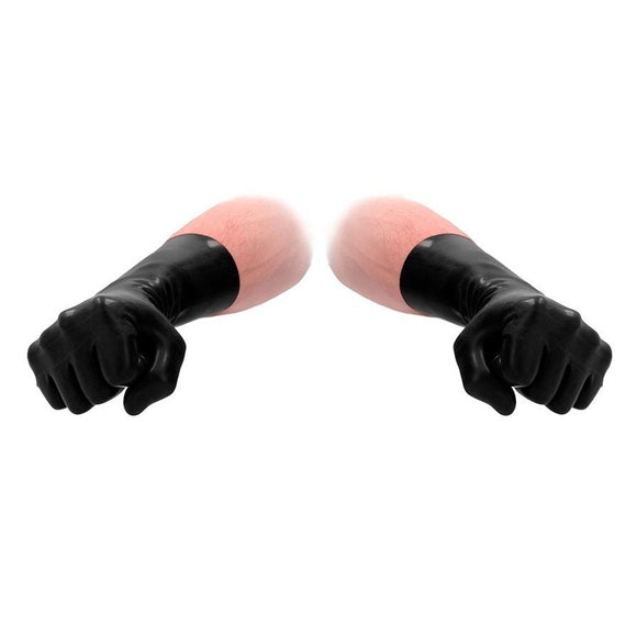 Fist It Black Latex Short Gloves Thin Strong Rubber BDSM Fetish Play