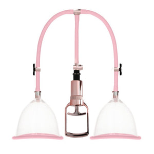 Shots Toys Pumped Breast Pump Set Rose Gold Enlargement Vacuum Cups Medium Bust Developer