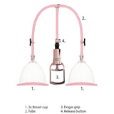 Shots Toys Pumped Breast Pump Set Rose Gold Enlargement Vacuum Cups Medium Bust Developer