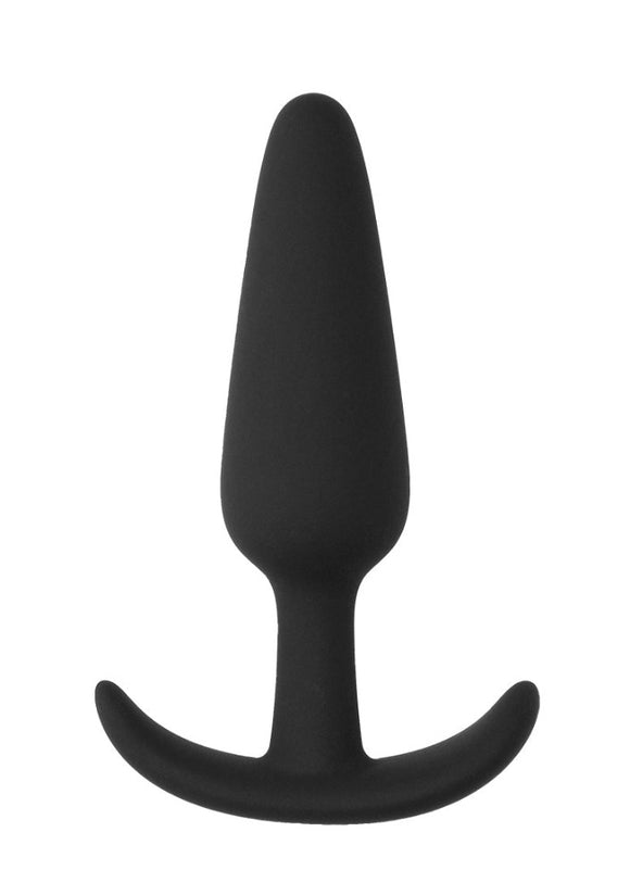 Shots Slim Black Butt Plug Soft Silicone Handle Beginners Size Small Anal Starter Toy