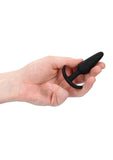 Shots Slim Black Butt Plug Soft Silicone Handle Beginners Size Small Anal Starter Toy