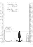 Shots Slim Black Butt Plug Soft Silicone Handle Beginners Size Small Anal Starter Toy