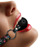 Ouch! Breathable Ball Mouth Gag Printed Traditional Tattoo Leather Straps Bondage