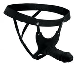 Size Matters Hollow 6" Black Silicone Strap-On Dildo Harness Real Penis Cum Tip
