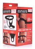 Size Matters Hollow 6" Black Silicone Strap-On Dildo Harness Real Penis Cum Tip