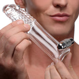 Size Matters Clear Sensations Vibro Penis Sleeve Extra Girth Length Extension Vibrating Cock Sheath
