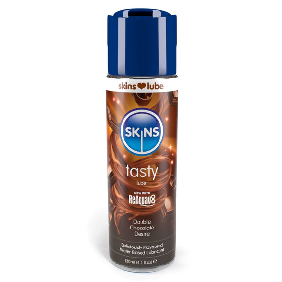 Skins Tasty Double Chocolate Desire Flavour Water Based Lubricant Edible Vegan Natural Lube 130ml