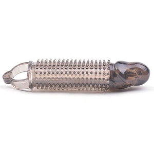 Stretchy Black Penis Sleeve Tickler Cock Cage Sheath Ribbed Erection Enhancer