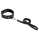 Sportsheets Black Leather Leash And Collar Adjustable Studded BDSM Fetish Play